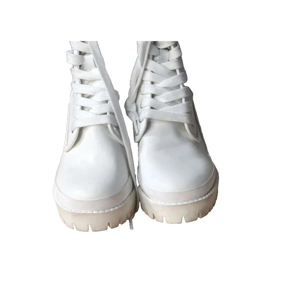 Steve‎ Madden Women's Bloomed White BL000361 Leather Lace-Up Boots Size 7.5 - Picture 7 of 16